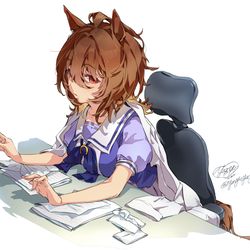 This is a pixiv picture whose title is 起きタキオン.