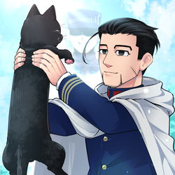 This is a pixiv picture whose title is 猫と尾形と.