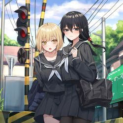 This is a pixiv picture whose title is 初めて一緒に帰る百合.