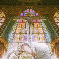 This is a pixiv picture whose title is Losing my religion.