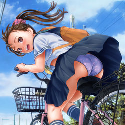 This is a pixiv picture whose title is 自転車ハプニングちゃん.