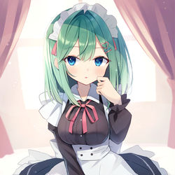 This is a pixiv picture whose title is お座りメイドちゃん.