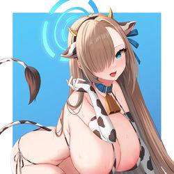 This is a pixiv picture whose title is 牛柄ビキニアスナ.