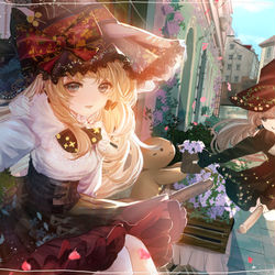 This is a pixiv picture whose title is 花の町でお買い物.
