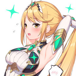 This is a pixiv picture whose title is ポニテに挑戦するヒカリ.