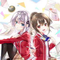 This is a pixiv picture whose title is 『JK×納税者の味方!!』.