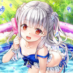 This is a pixiv picture whose title is いせパパ応援イラスト　お庭で水遊び♡.