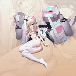 This is a pixiv picture whose title is 漏屁股机甲美少女嘉然.