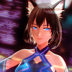 This is a pixiv picture whose title is 幻影の猫耳娘☪.