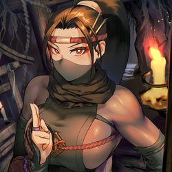 This is a pixiv picture whose title is くノ一鍔姫（ツバキ）.