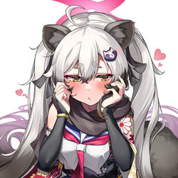 This is a pixiv picture whose title is もう...先生殿、距離感近すぎだよ...///.