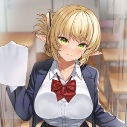 This is a pixiv picture whose title is 窓拭きのエルフ.
