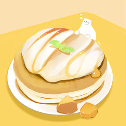 This is a pixiv picture whose title is ふわふわクリームマンゴーパンケーキ.