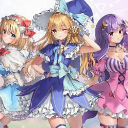 This is a pixiv picture whose title is 東方三魔法少女.