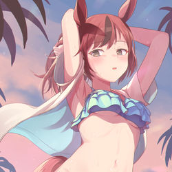 This is a pixiv picture whose title is ポニテ結び直すネイチャ.