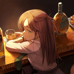 This is a pixiv picture whose title is 仕事帰りにウイスキーを飲みながら。.