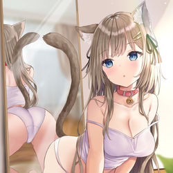 This is a pixiv picture whose title is しっぽの生え際に興味津々なミコちゃん.