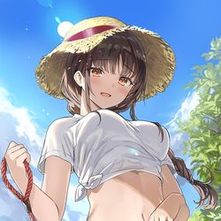 This is a pixiv picture whose title is 「噛みつくなんて悪いワンちゃんですね♡」.