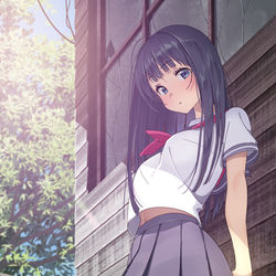 This is a pixiv picture whose title is 旧校舎裏.