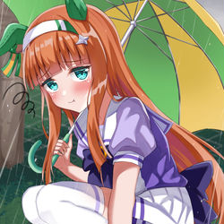 This is a pixiv picture whose title is 連日の雨で外で走れず、いじけてしまったスズカさん.