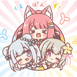 This is a pixiv picture whose title is くまぽんず！🐻‍❄️🦊🌺.
