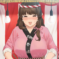 This is a pixiv picture whose title is たこ焼き屋台ふんどしお姉さん.
