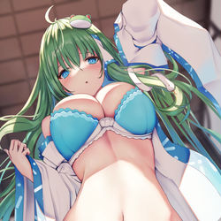 This is a pixiv picture whose title is お誘い下着早苗さん.