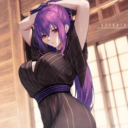 This is a pixiv picture whose title is Skadi in yukata.