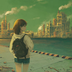 This is a pixiv picture whose title is 埠頭の風景.