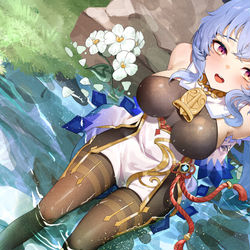 This is a pixiv picture whose title is 甘雨在玩水.