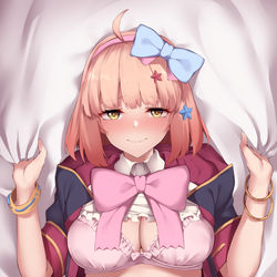 This is a pixiv picture whose title is 【Skeb】チエル抱き枕カバー風イラスト.