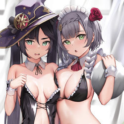 This is a pixiv picture whose title is Maids! Mona & Noelle.