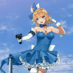This is a pixiv picture whose title is 巨大M1911ちゃん.