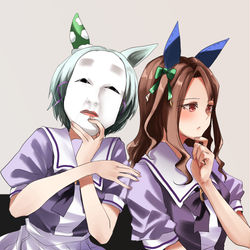 This is a pixiv picture whose title is キングヘイローとどっきりスカイ.