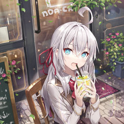 This is a pixiv picture whose title is カフェでデレる隣のアーリャさん.