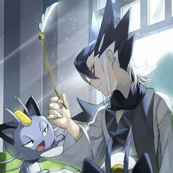 This is a pixiv picture whose title is ポケットモンスターSM(USUM)　ギーマとアローラニャース.