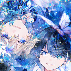 This is a pixiv picture whose title is 現在逃亡中の2人のこと.