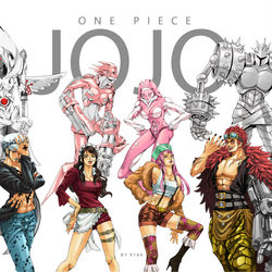 This is a pixiv picture whose title is ONE PIECE X JOJO 2.