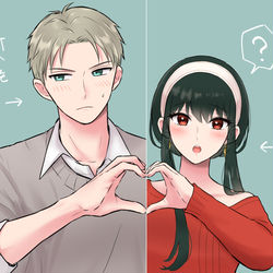 This is a pixiv picture whose title is ロイヨルに手でハート作ってもらった。.