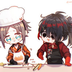This is a pixiv picture whose title is cooking time.