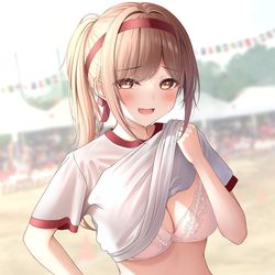 This is a pixiv picture whose title is 暑いね、汗かいてきちゃった….