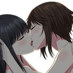 This is a pixiv picture whose title is 【創作百合】.