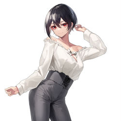 This is a pixiv picture whose title is 黒髪娘　春服.