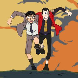 This is a pixiv picture whose title is 高木刑事、手錠で逃走.