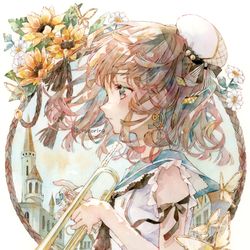 This is a pixiv picture whose title is 透明水彩＊トランペット.