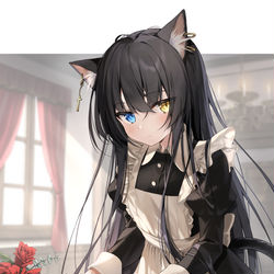 This is a pixiv picture whose title is 黒猫メイド.