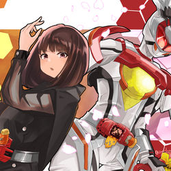 This is a pixiv picture whose title is 仮面ライダーアギレラ.
