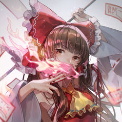 This is a pixiv picture whose title is 博麗の巫女.