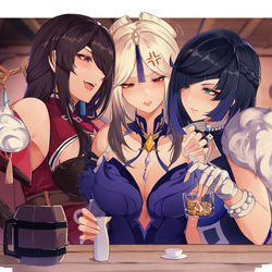 This is a pixiv picture whose title is 飲み過ぎよ.