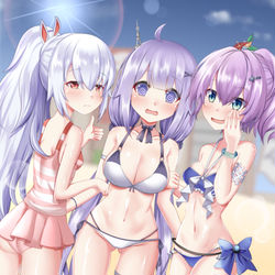 This is a pixiv picture whose title is 暑いので水着姿をお披露目.